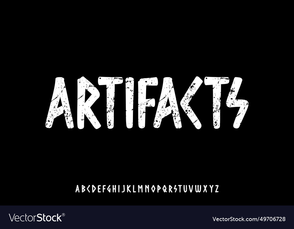 Decorative artifacts alphabet display font vector image Decorative artifacts alphabet display font