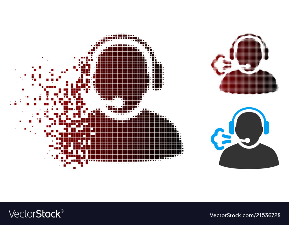 Disappearing pixel halftone operator speech icon vector image Disappearing pixel halftone operator speech icon