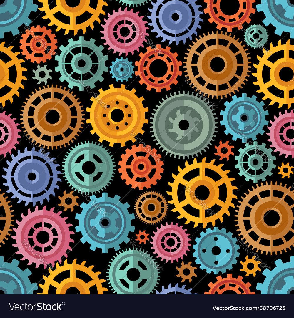 Flat style color gears pattern
