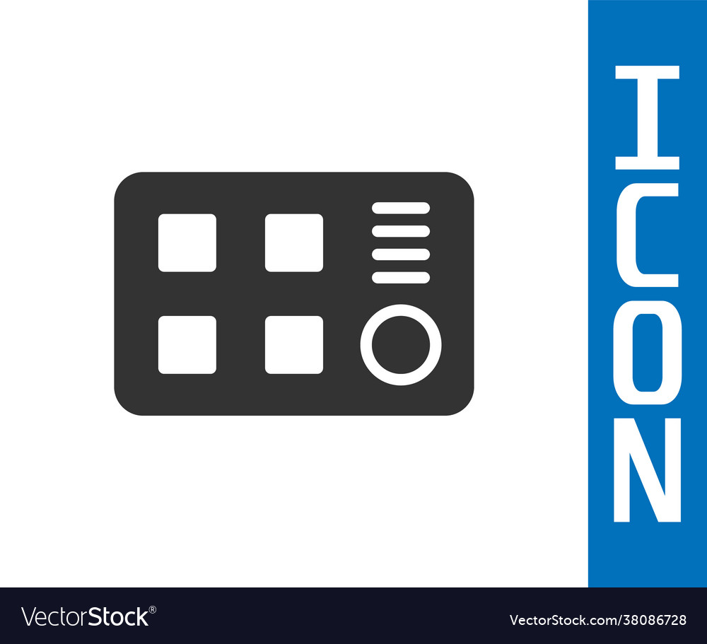 Grey drum machine icon isolated on white vector image Grey drum machine icon isolated on white