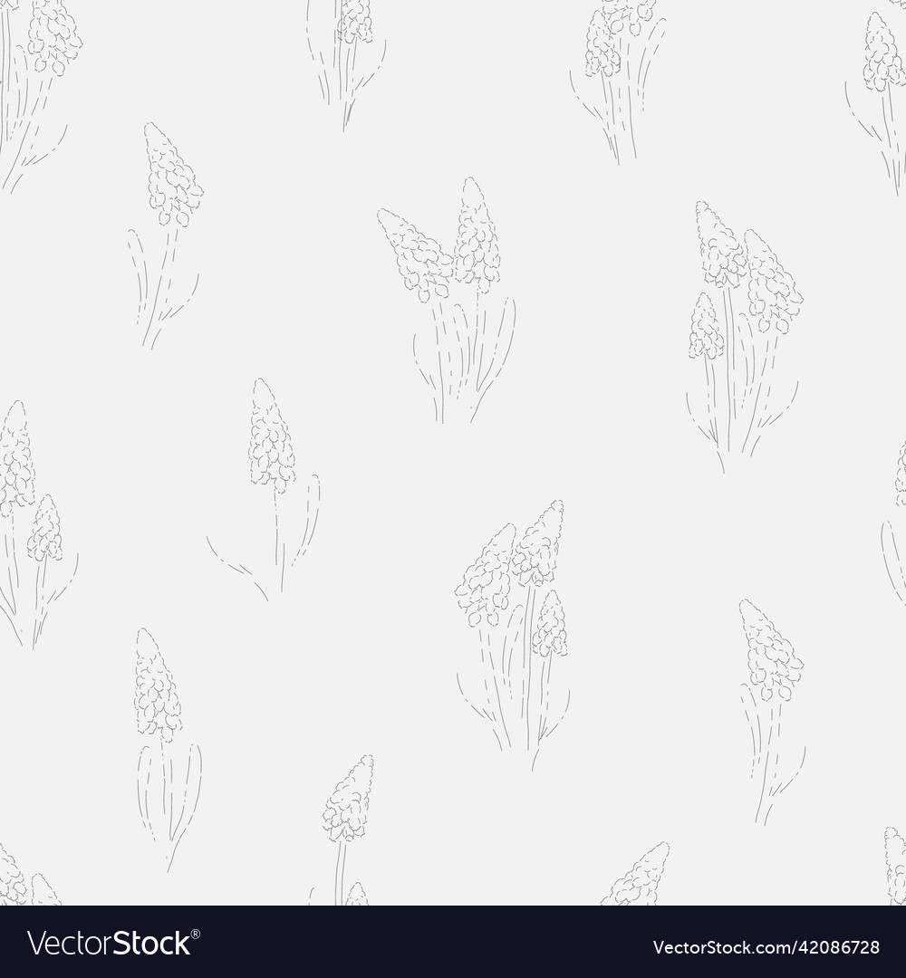 Hyacinth hand drawn sketch seamless pattern