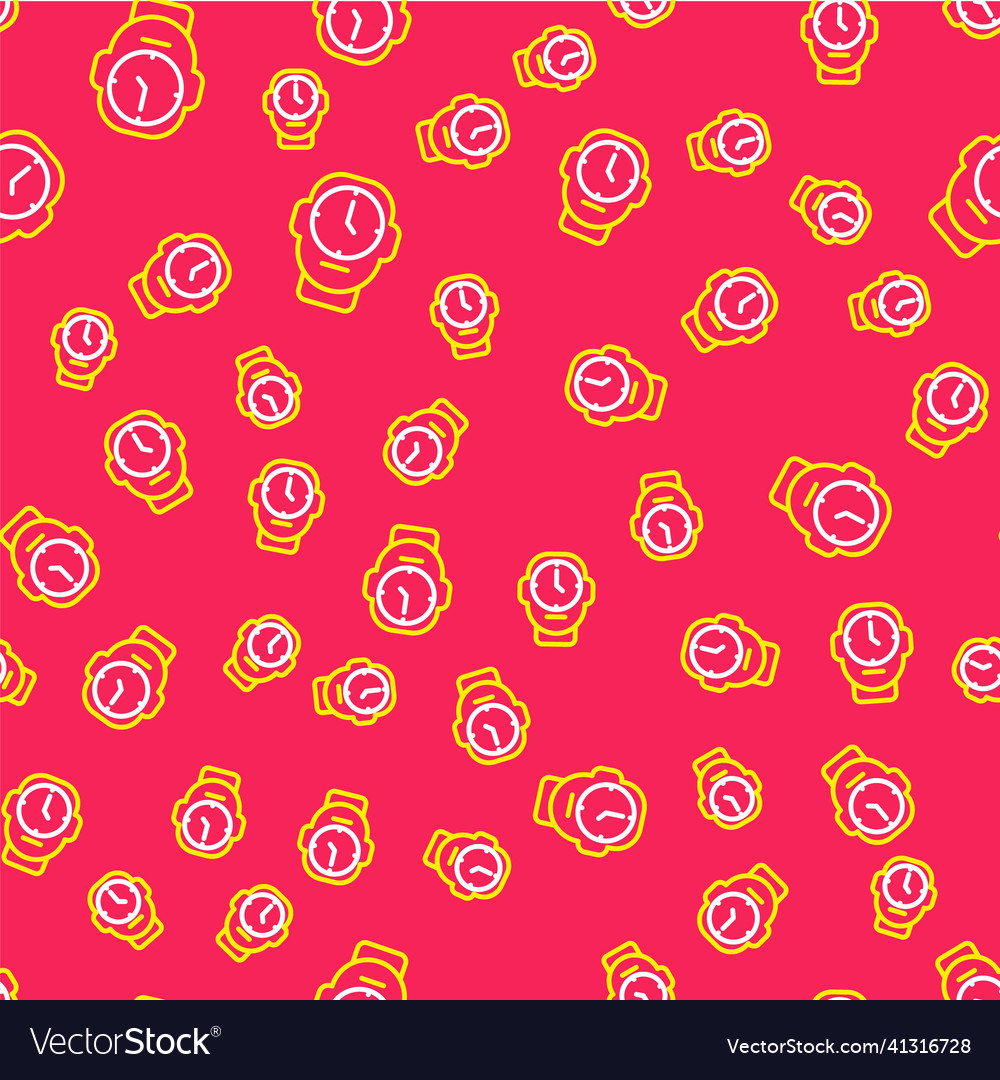 Line clock icon isolated seamless pattern on red Vector Image Line clock icon isolated seamless pattern on red