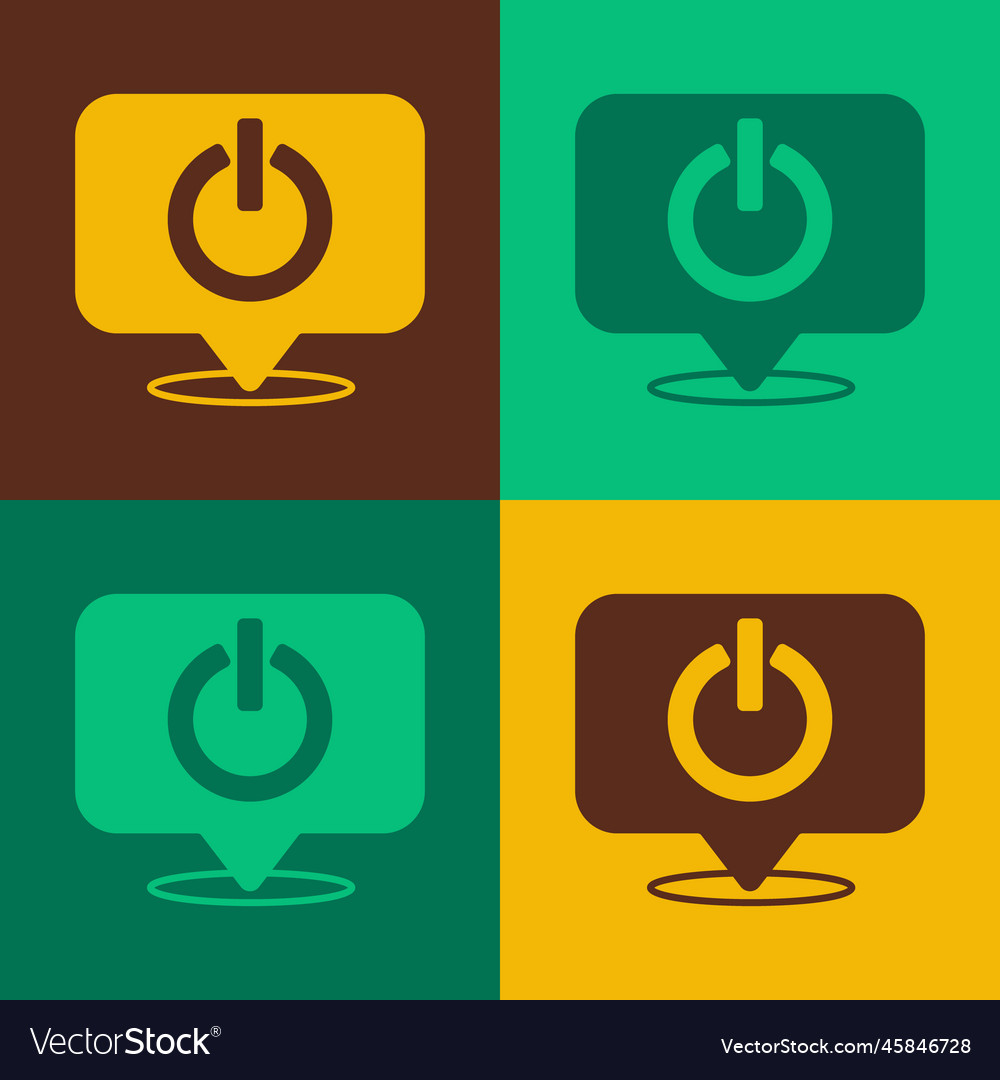Pop art power button icon isolated on color vector image Pop art power button icon isolated on color