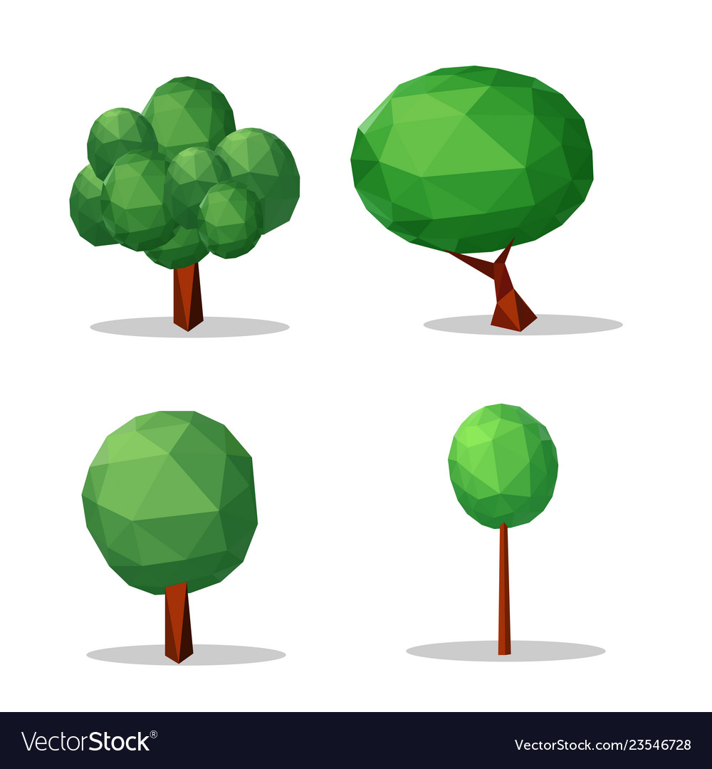 Set of trees low poly style design element