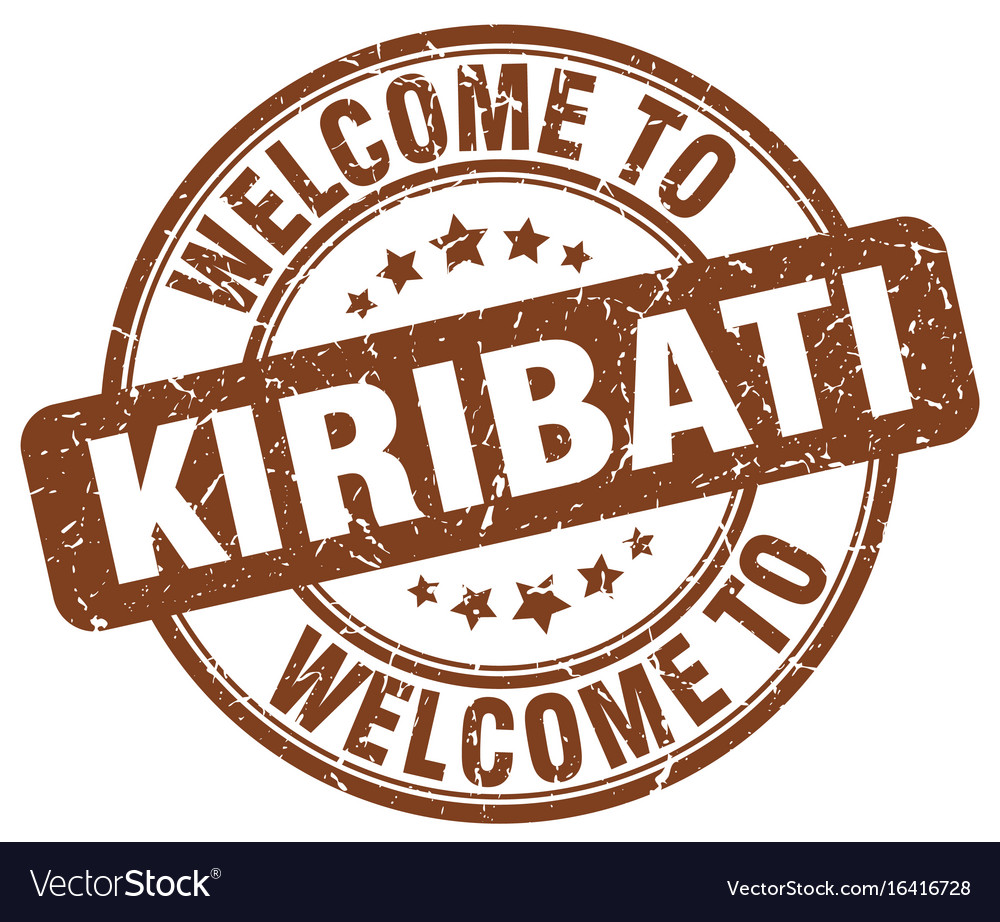 Welcome to kiribati brown round vintage stamp