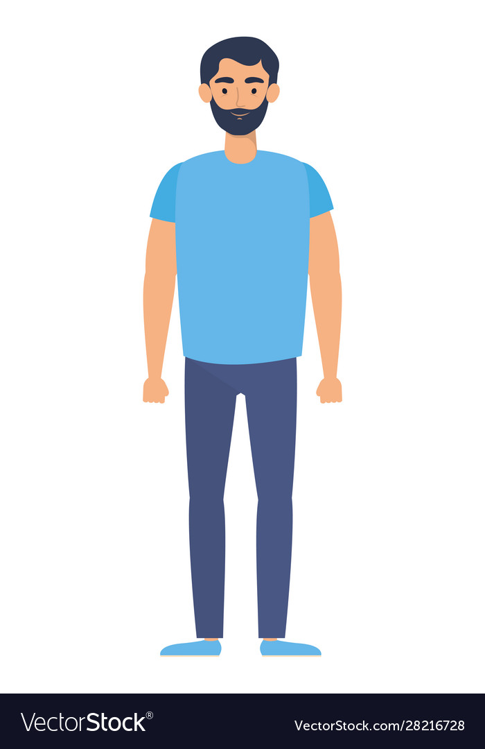 Young man with beard avatar character