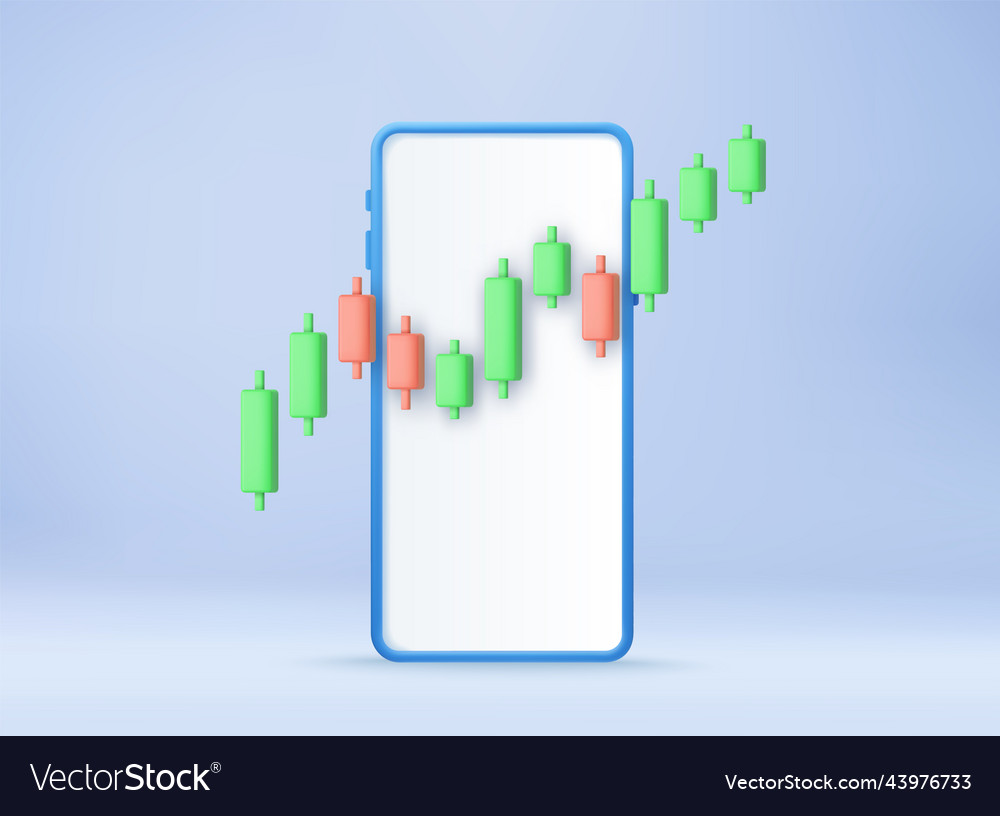 3d candle stick graph chart of online stock