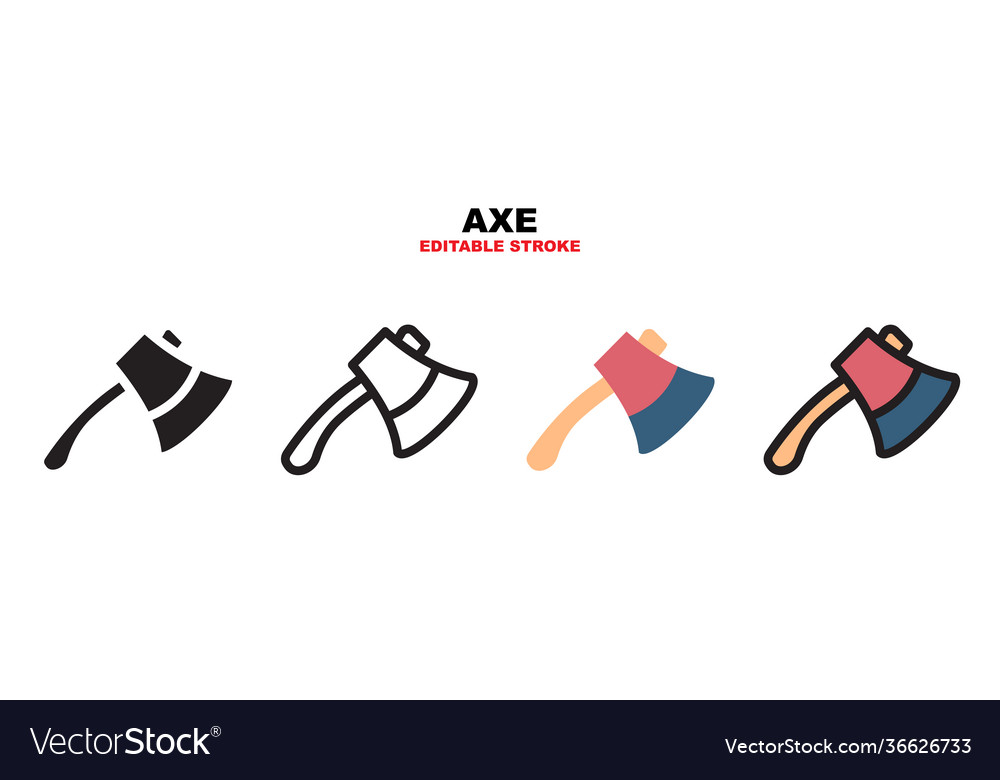 Axe icon set with different styles editable vector image Axe icon set with different styles editable