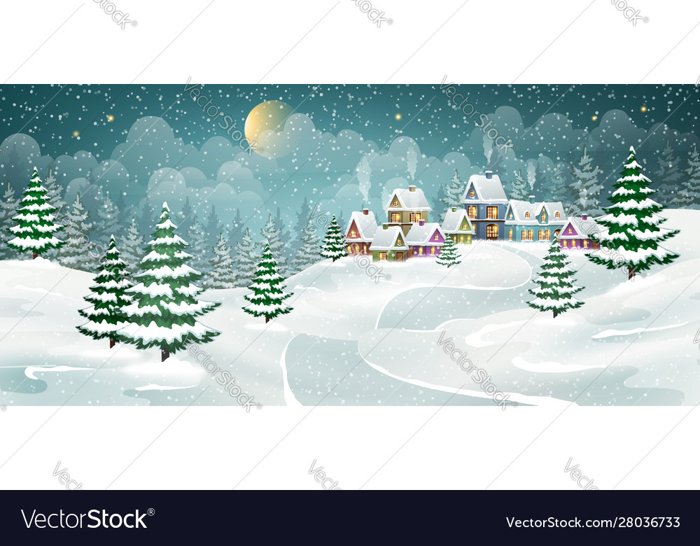 Christmas winter village Royalty Free Vector Image