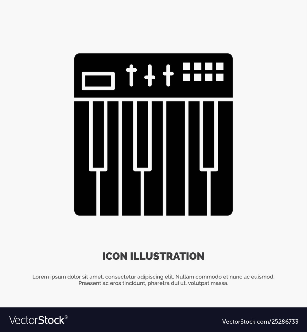 Controller hardware keyboard midi music solid vector image Controller hardware keyboard midi music solid