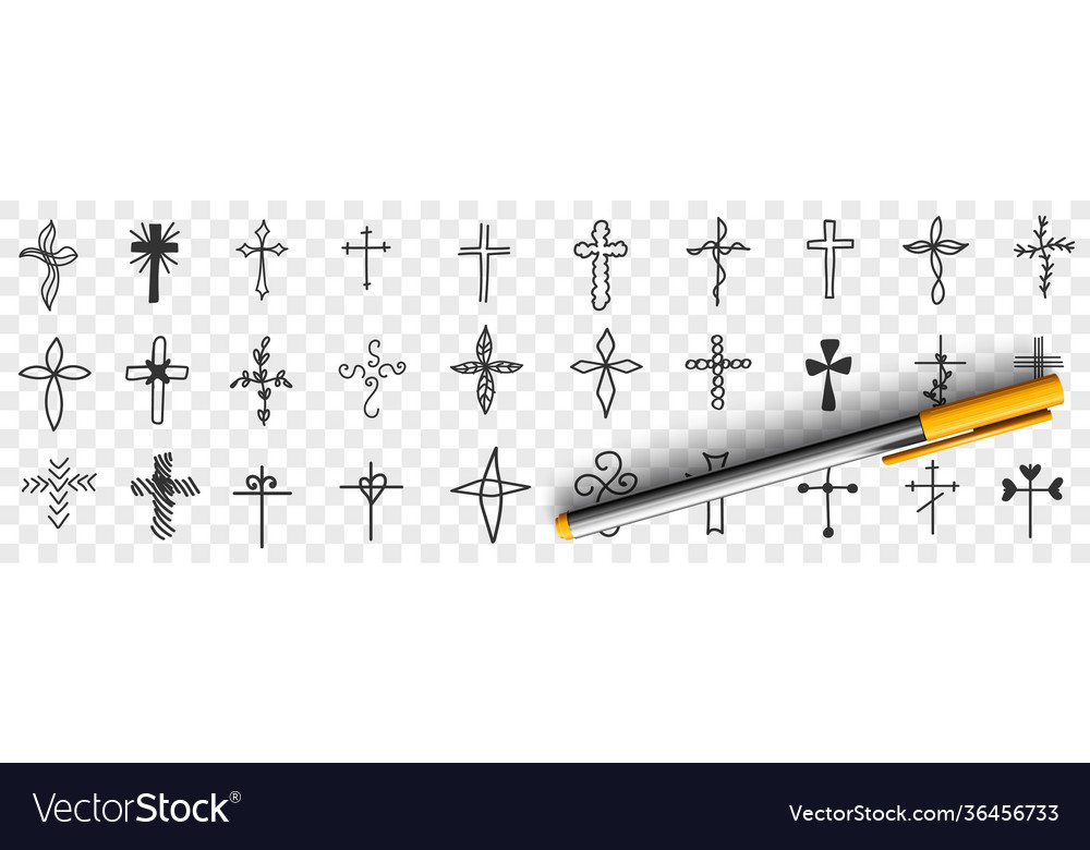 Crosses various shapes doodle set