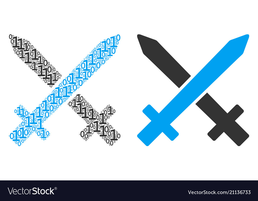 Crossing swords composition of binary digits vector image Crossing swords composition of binary digits