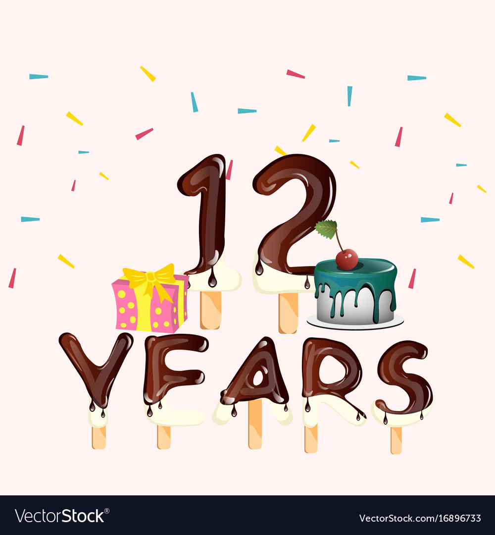 Happy Birthday Number 12 With Gift Royalty Free Vector Image