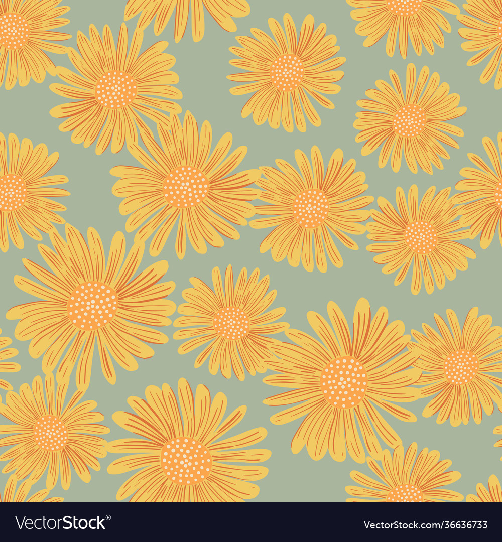 Random seamless pattern with daisy bloom yellow vector image Random seamless pattern with daisy bloom yellow
