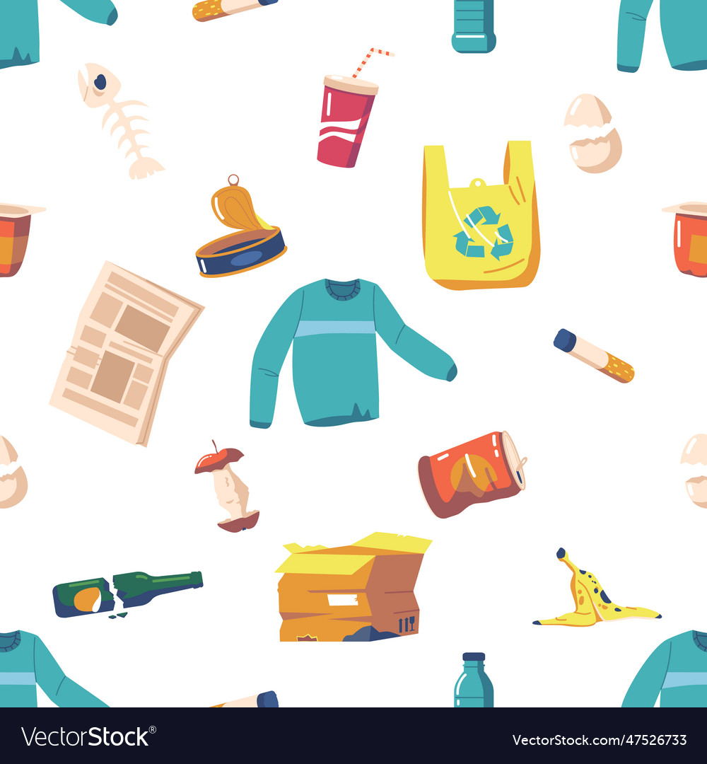 Seamless pattern with garbage unconventional vector image Seamless pattern with garbage unconventional