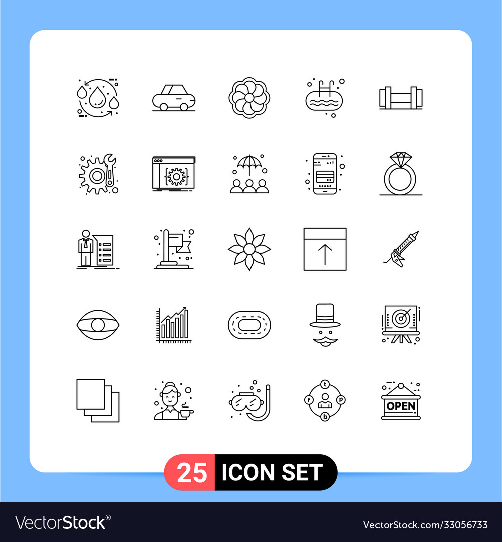Set 25 moderne ui Symbole Zeichen Zeichen Zeichen für Getriebe