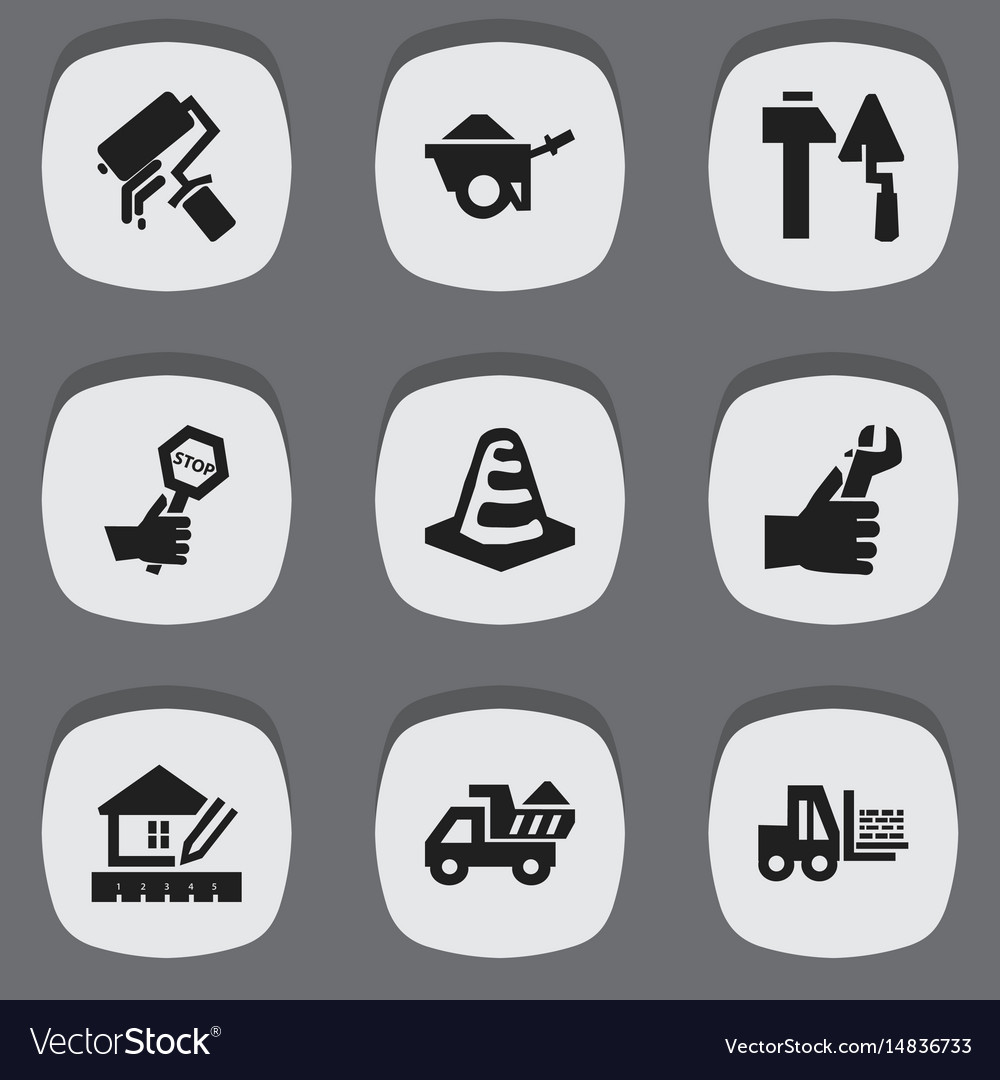 Set of 9 editable construction icons includes