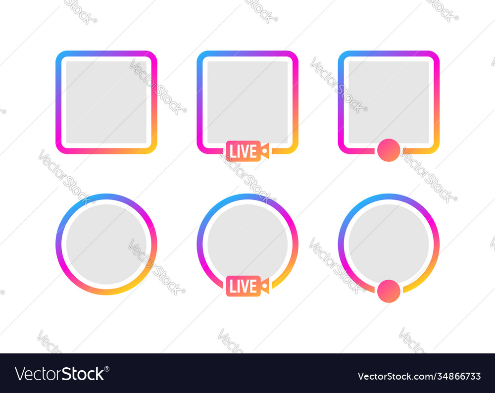 Social Media Icon Avatar Frame Live-Geschichten Benutzer Vector Image Social Media Icon Avatar Frame Live-Geschichten Benutzer