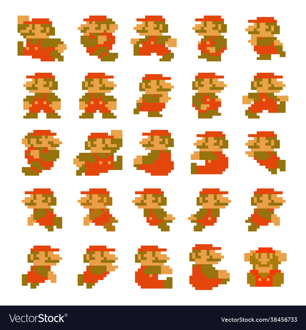 Art of Super Mario Bros 3 Classic Video Game, Pixel Design Vector