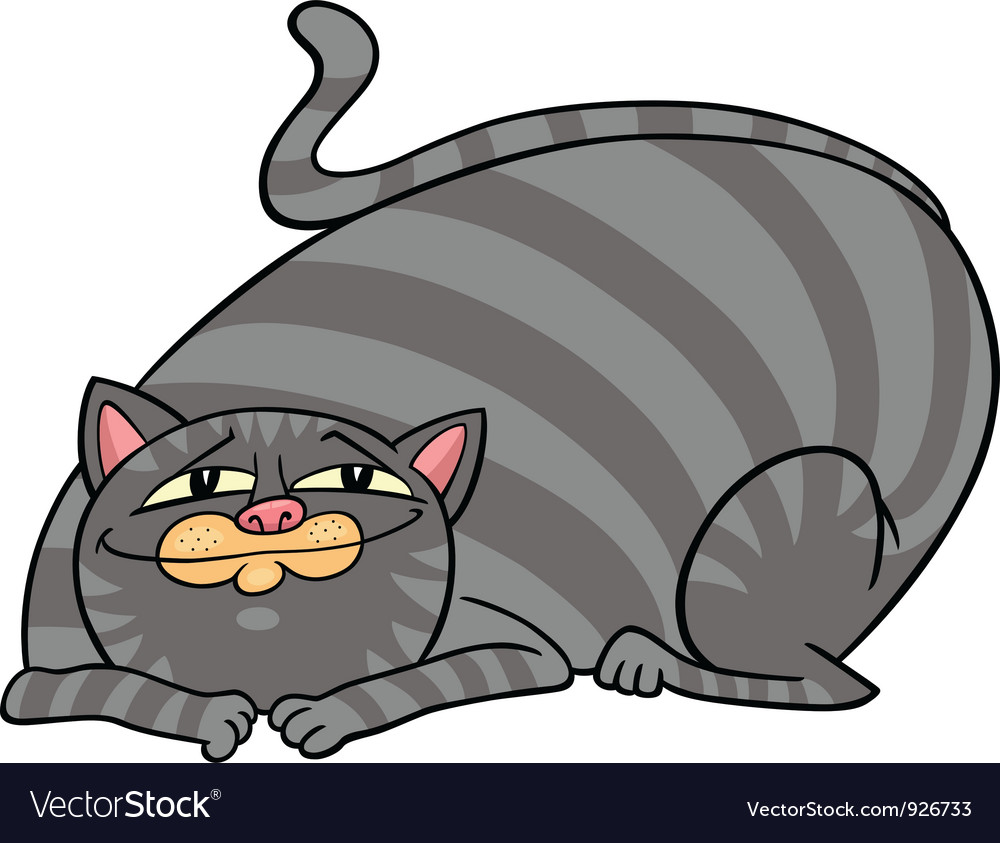 Tabby fat cat cartoon Royalty Free Vector Image