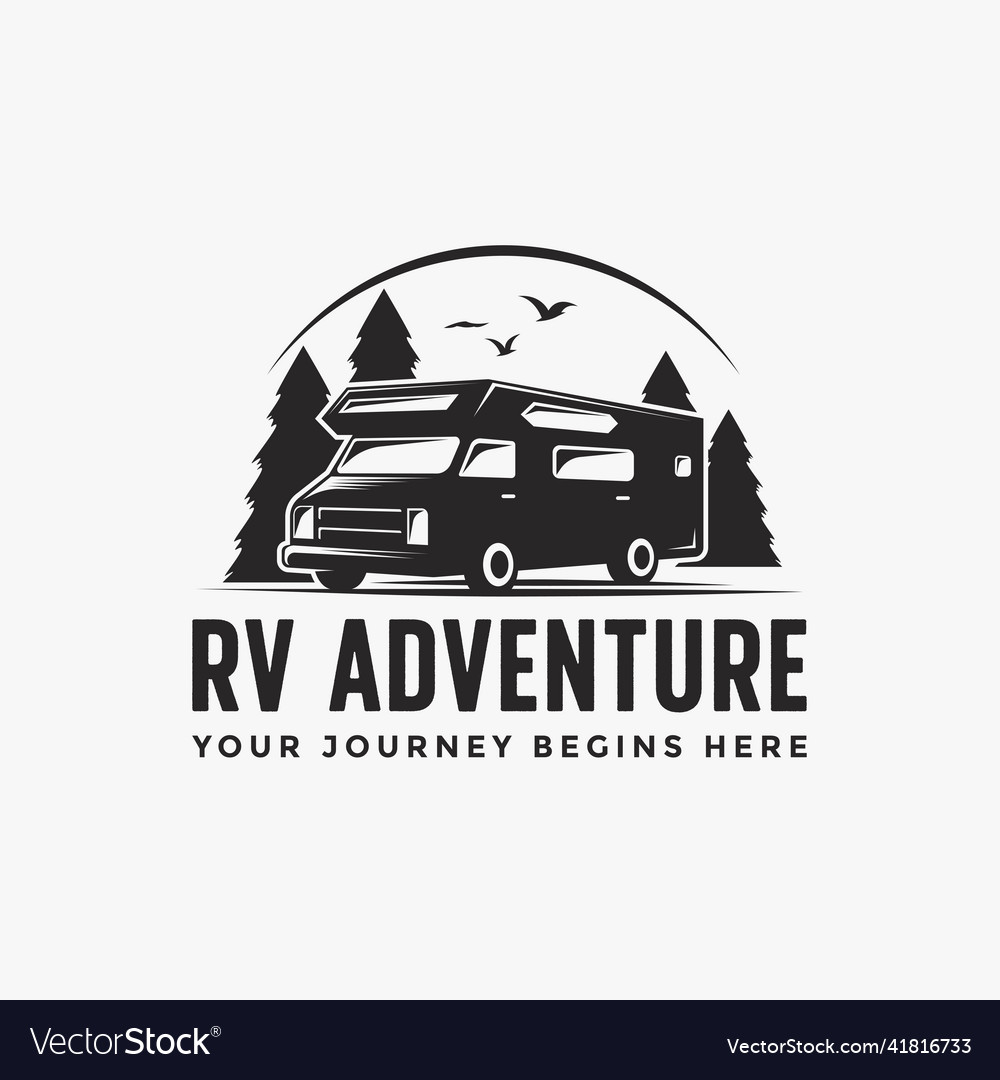 Vintage retro rv camper van logo icon template vector image Vintage retro rv camper van logo icon template