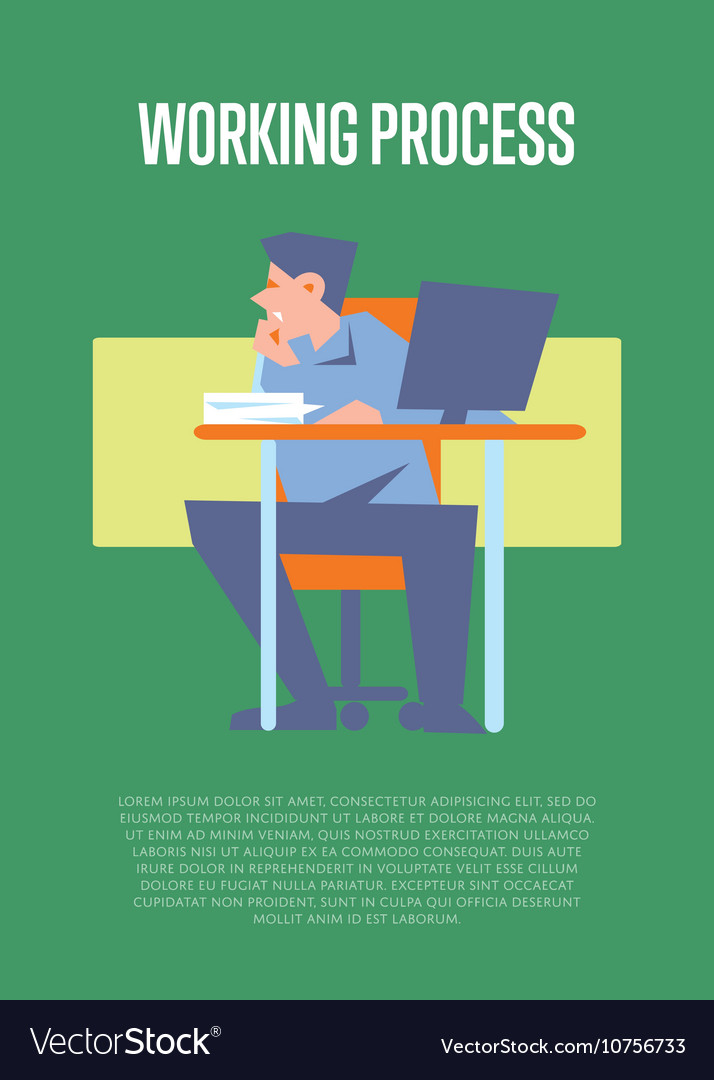 Working Process Banner With Bewildered Employee Vector Image