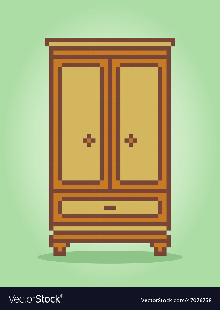 8 bit pixels the wardrobe is made of wood Vector Image