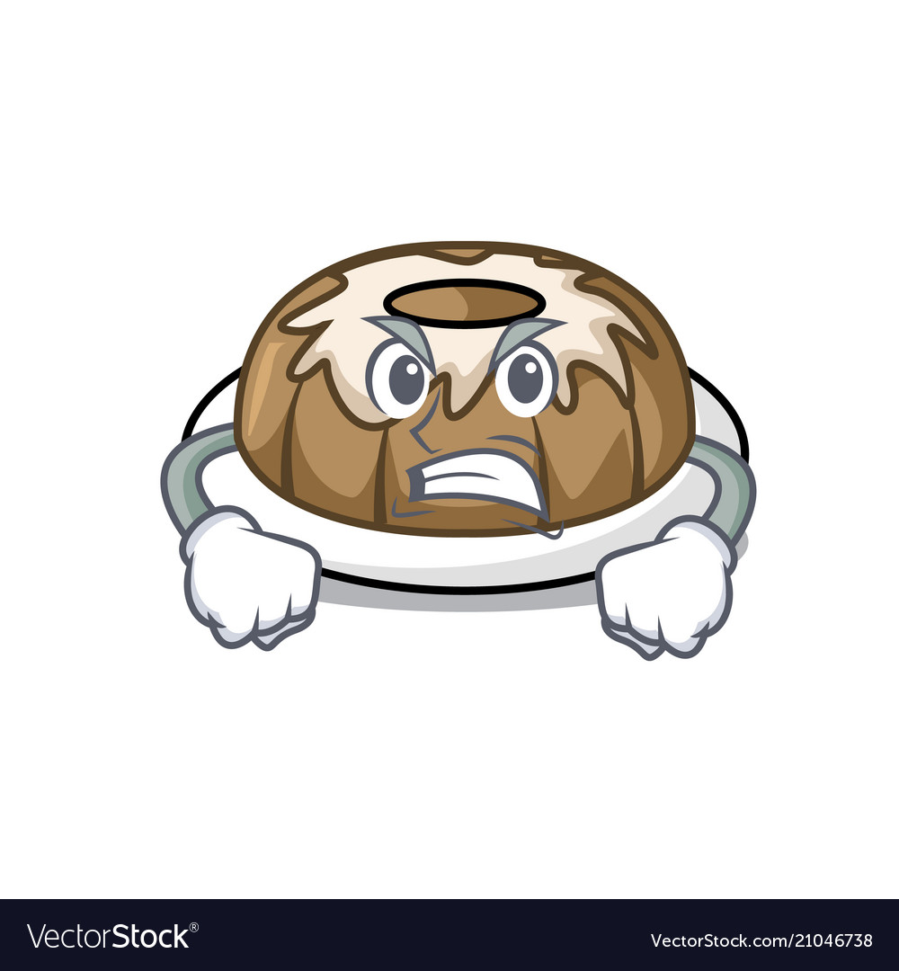 Angry bundt cake mascot cartoon