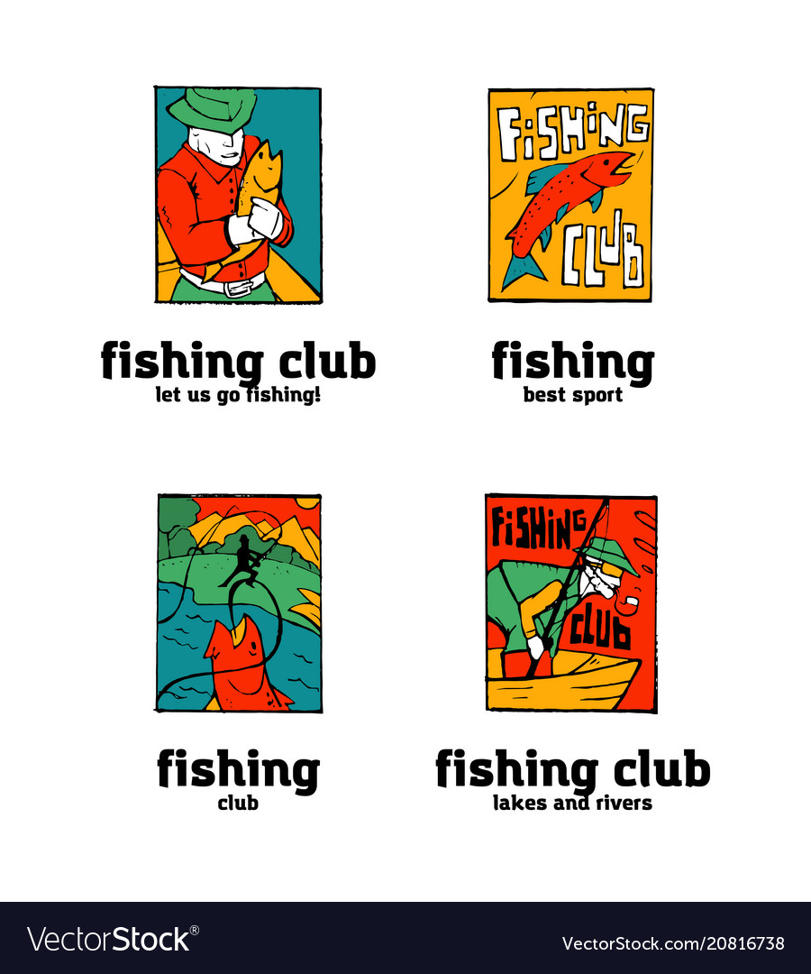 Fishing club logo set