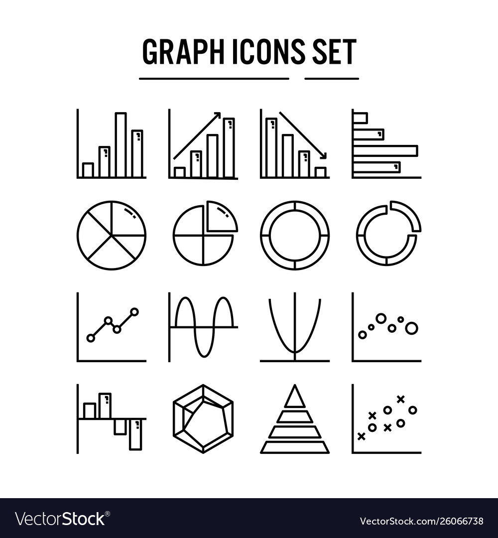 Graph and diagram icon in outline design for web Vector Image Graph and diagram icon in outline design for web