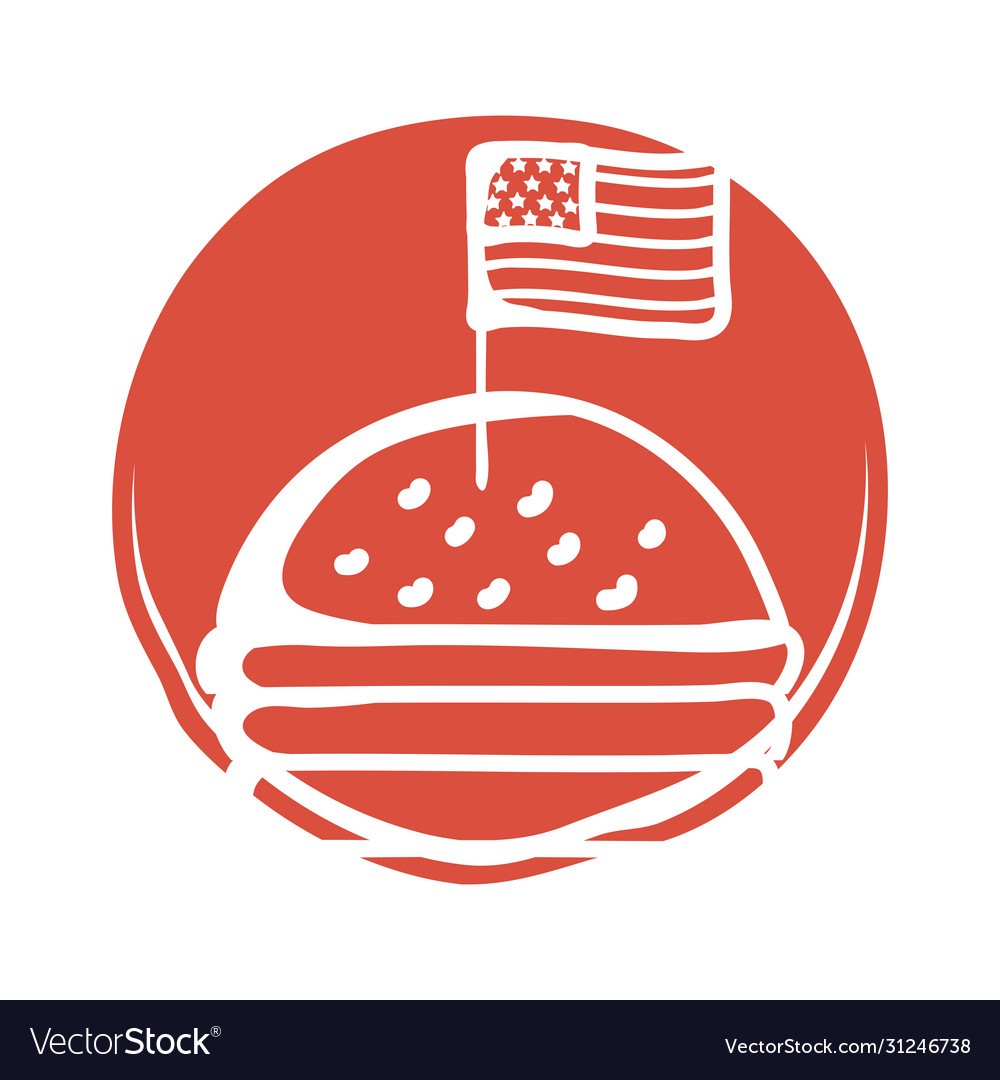 Hamburger with usa flag block style icon