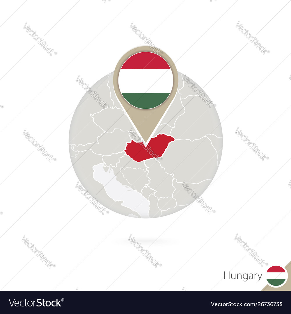 Hungary map and flag in circle