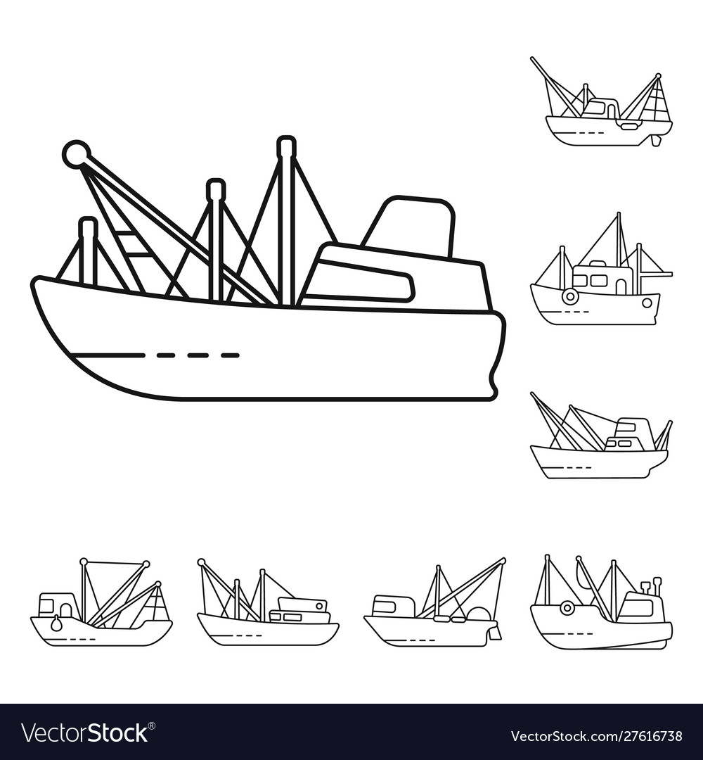 Isolated object commercial and vessel logo set