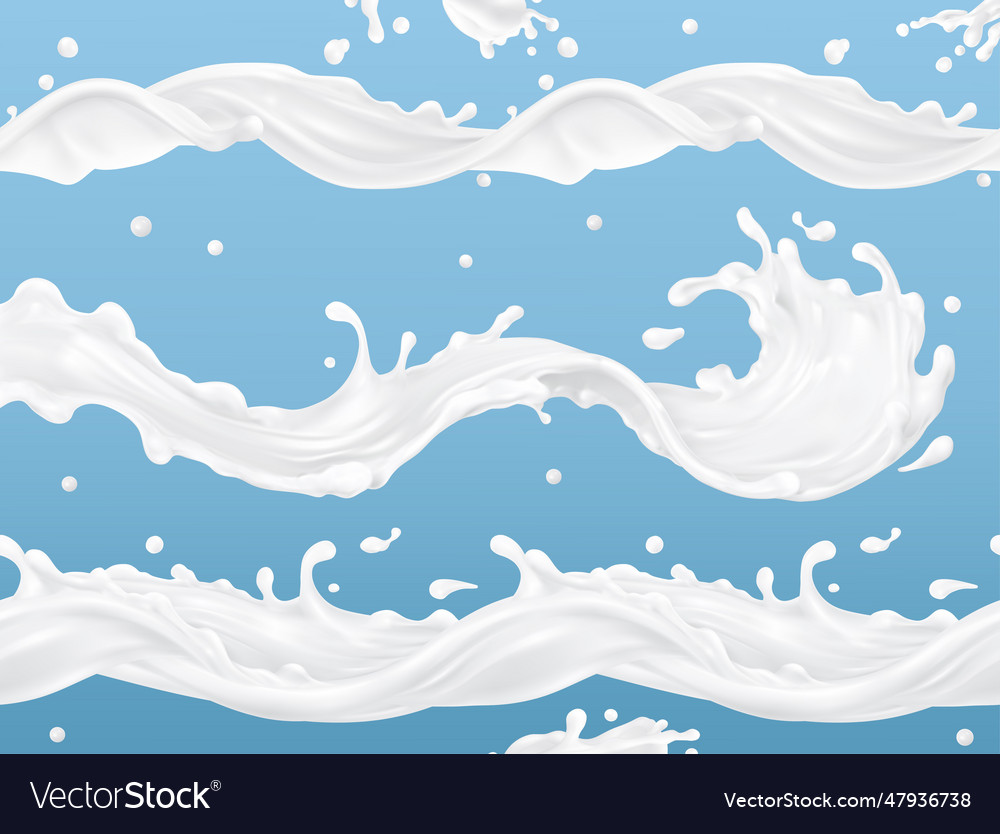 Milk splash wave seamless pattern 3d realistic