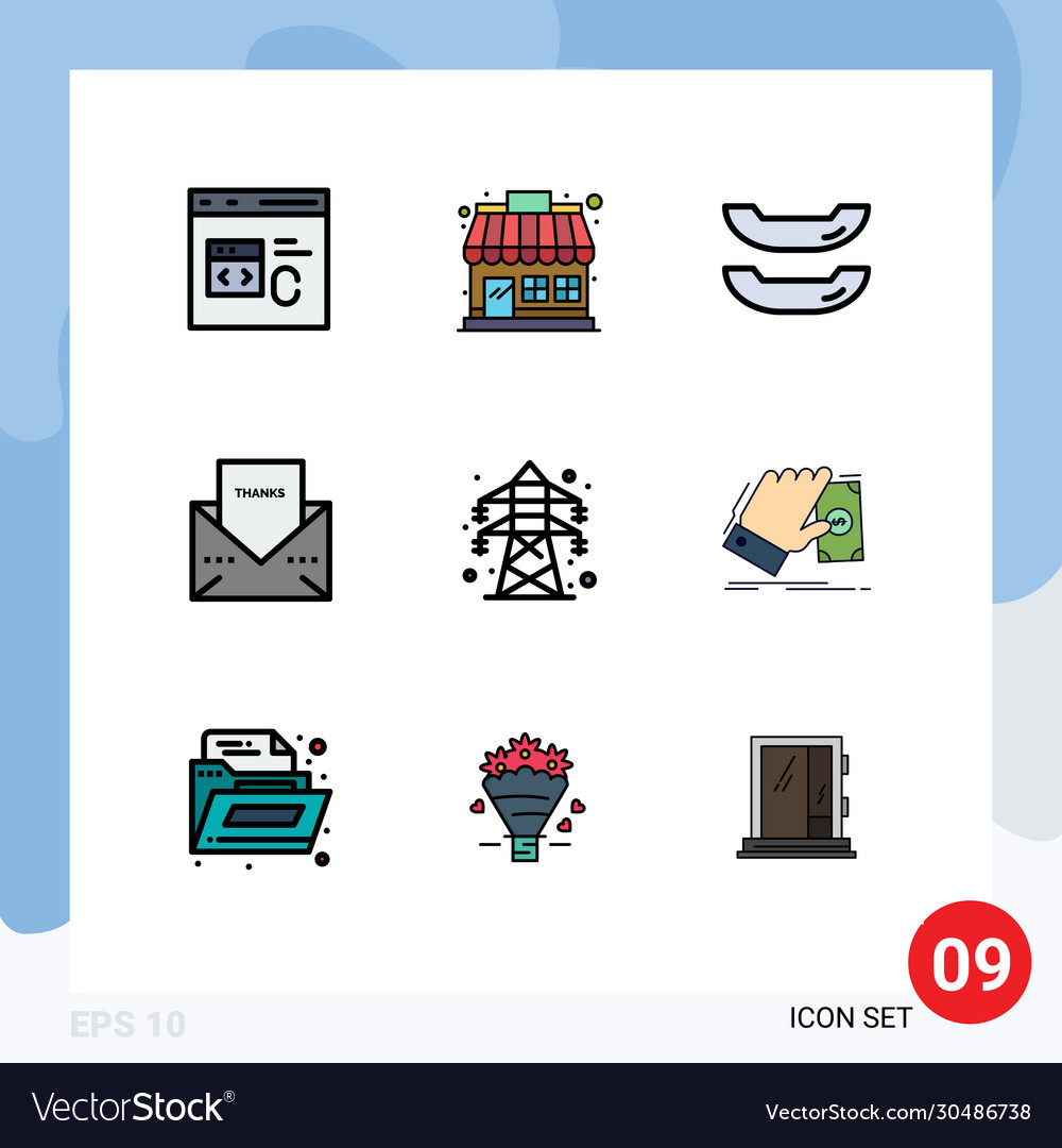 Mobile interface filledline flat color set 9
