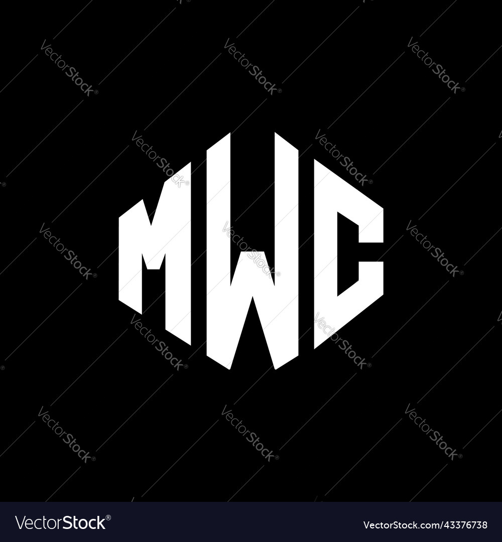 Mwc letter logo design with polygon shape