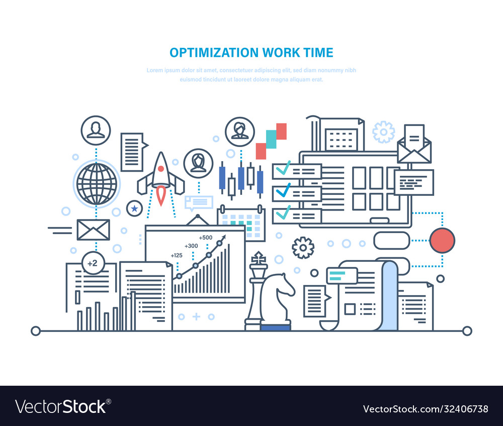 Optimization work time working process planning vector image Optimization work time working process planning