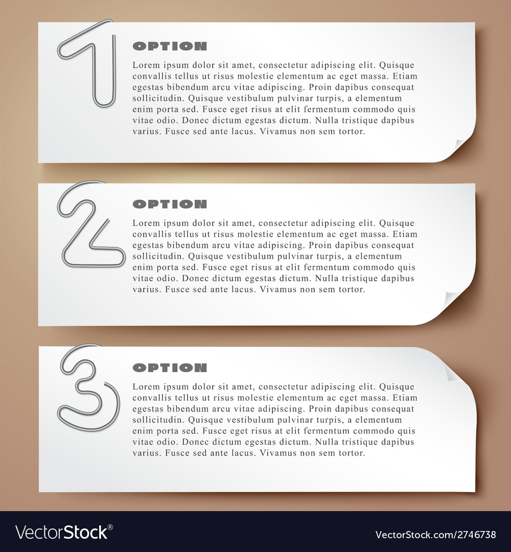 Paperclip numbers options abstract banners Vector Image