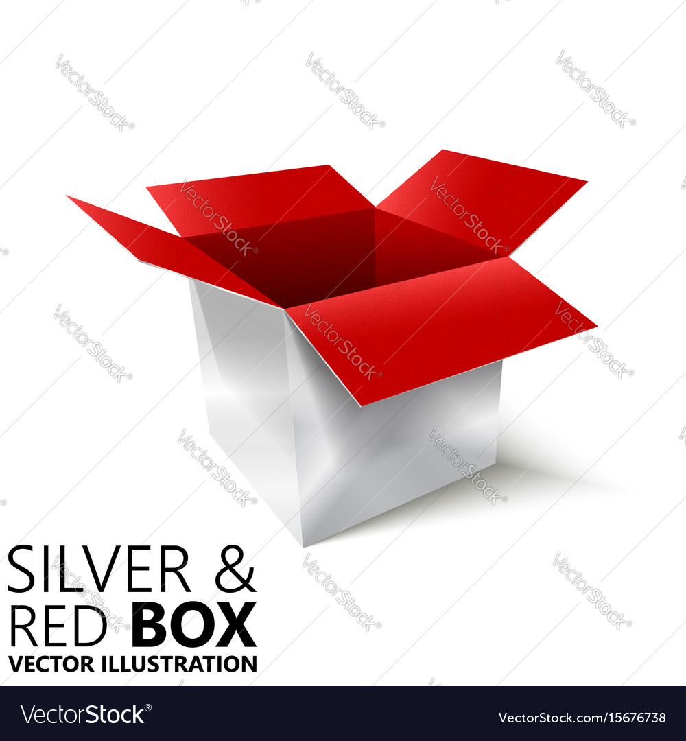 Red and silver open box 3d design