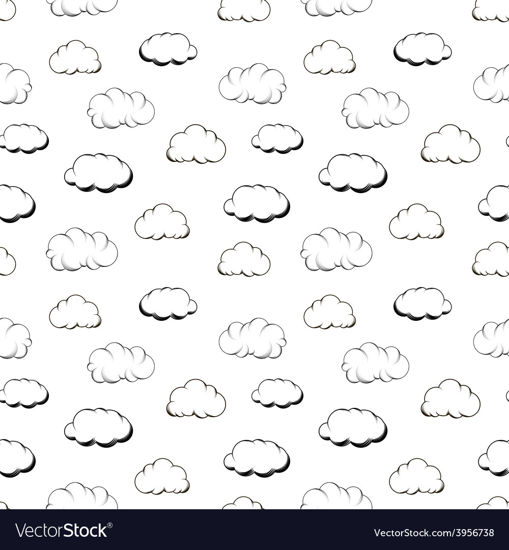 Retro Engraved Clouds Pattern