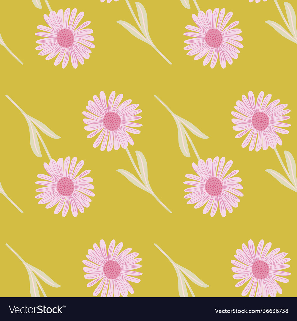 Scrapbook botanic seamless pattern with pink vector image Scrapbook botanic seamless pattern with pink