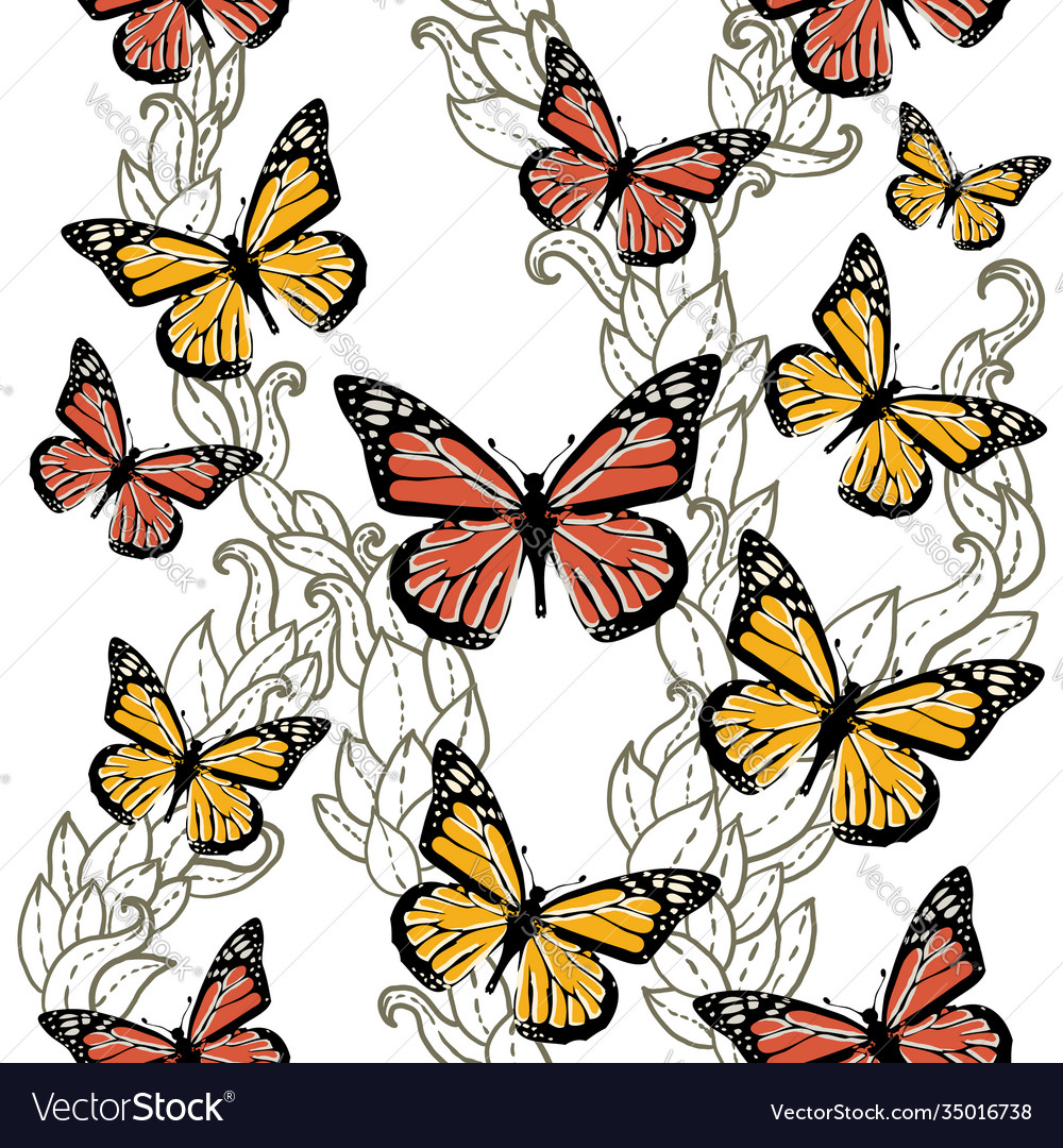 Seamless pattern with butterflies