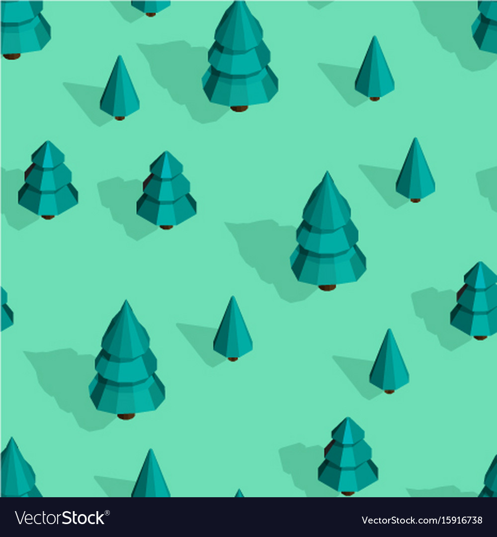 Seamless pattern with isometric trees
