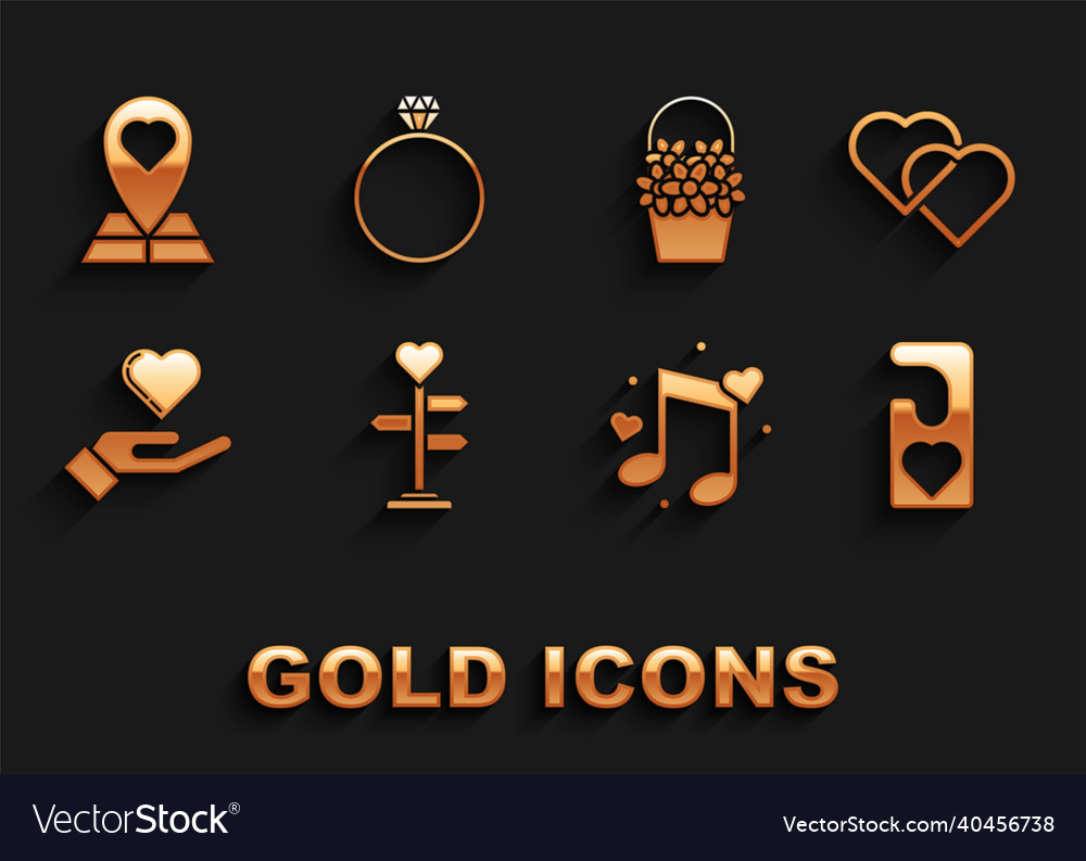 Set signpost with heart two linked hearts please vector image Set signpost with heart two linked hearts please