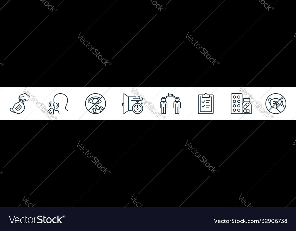 Stop virus line icons linear set quality