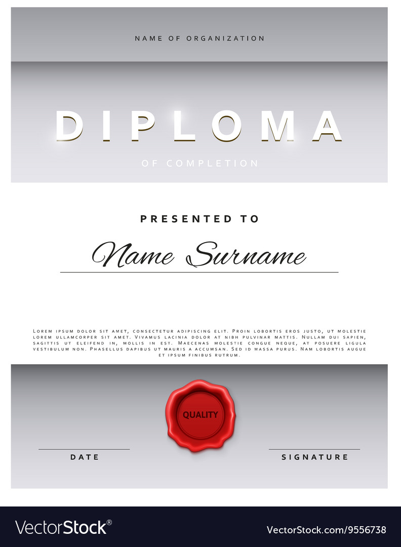 Template certificate design in silver color