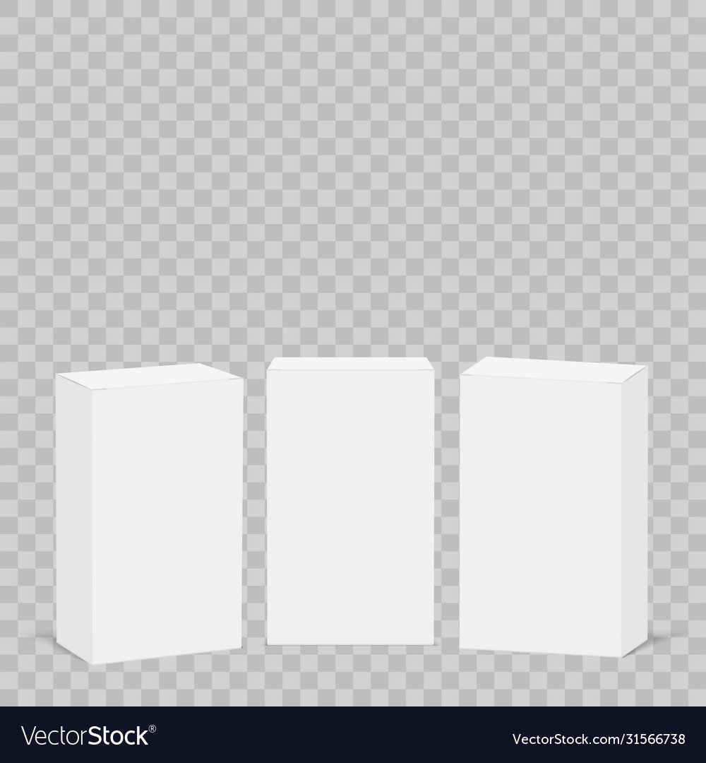 White cardboard box mock up on transparent