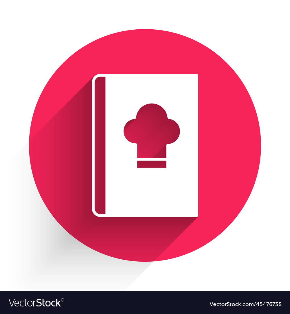 White cookbook icon isolated with long shadow
