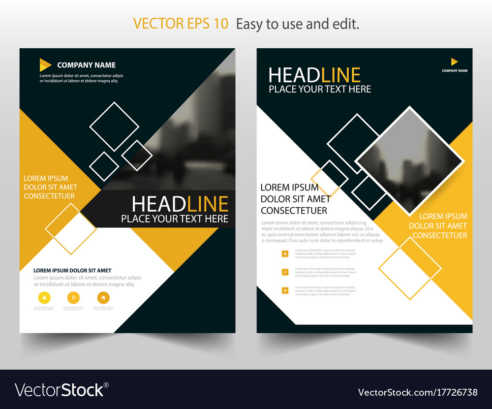 Yellow annual report brochure flyer design Vector Image