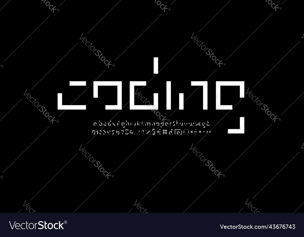 Coding font technology digital alphabet